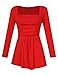 YesFashion Women Ruched Square Neck Slim A-line Top Tunic Dress Shirt