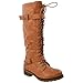 Womens Knee High Boots Lace Up Combat Buckle Straps Low Heels Shoes GY-WB-466