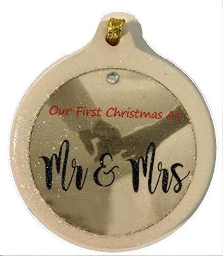 Laurie G Creations Holding Hands Mr & Mrs Porcelain Ornament Christmas Happily Ever After Newlyweds