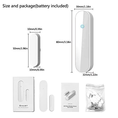 Wi-Fi sensor de puerta/ventana alertas APP sensor de seguridad para el hogar, El detector de sensor de imán de puerta de ventana inteligente funciona con Alexa Google Home IFTTT - Imagen 7