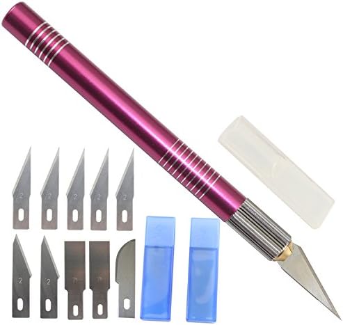 Large Size Professional DIY Tool Cutter Set Precision Utility Knife for Art and Craft Work Carving Hobby Cutting Sculpture Model Trimming- Includes 10 PCS Replacement Blades-Red