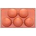 FUNSHOWCASE Extra Large 5 Cavities Semi-sphere Dome Mousse Cake Silicone Mold