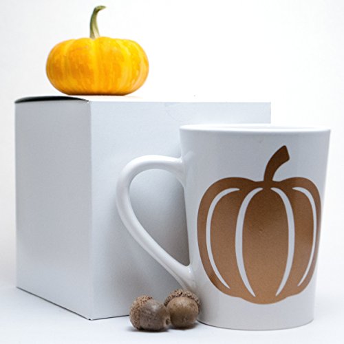Elegant Fall Pumpkin Coffee Mug in Metallic Copper and White (14oz)