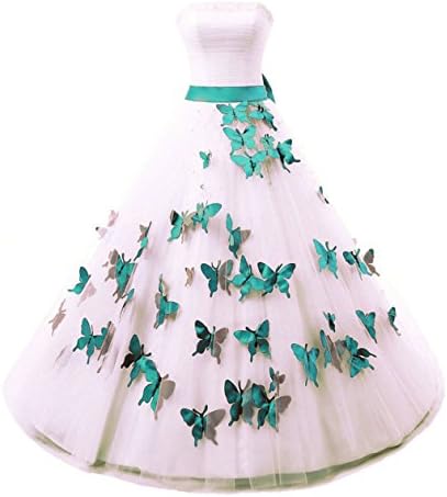RohmBridal Strapless Formal Wedding Dress Prom Gown Ivory &amp; Teal Size 18