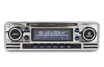 Caliber RMD120BT Retrodesign Autoradio mit Bluetooth Freisprechanlage (SD Kartenslott, USB Anschluss) Chrome Silber