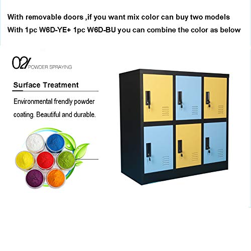 Small Office Storage Locker Cabinet Organizer for Employee,School Locker for Kids Mini Size (Yellow, W6D)