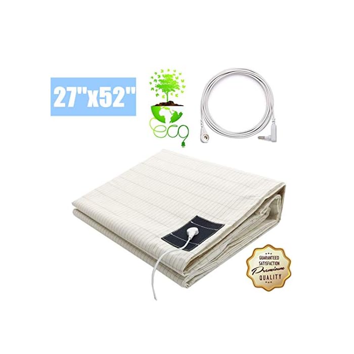 Grounding Sheets Silver Fiber Grounded Mat with Earth Connection Cord Safe Sleep Therapy EMF Protection (20x30in)