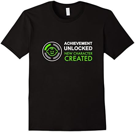 Mens 1st Fathers Day Gifts, Achievement Unlocked Fatherhood Shirt Medium Black