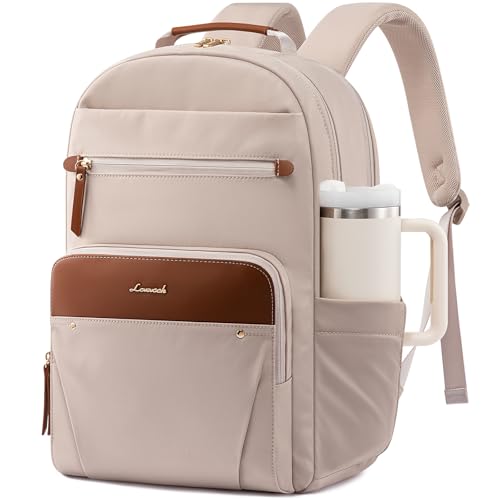 LOVEVOOK Laptop Rucksack Damen, Wasserdicht 17 Zoll Arbeitsrucksack Schulrucksack Teenager für Große Trinkflasche, Elegant Rucksäcke Schultasche Backp