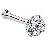 2mm (0.03 ct. tw) Diamond 14K White Gold Nose Ring Bone (20G - 16G)