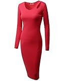 Doublju Womens Long Sleeve Slim Fit Cut Out Shoulder Midi Dress