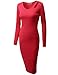 Doublju Womens Long Sleeve Slim Fit Cut Out Shoulder Midi Dress