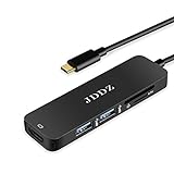 JDDZ Thunderbolt 3 USB Type-C Hub Adapter Docking with HDMI 4K Output, TF SD Card Reader, 2 USB 3.0 Ports for 2016/2017 MacBook Pro,Google Chromebook,Projector and more(Black)