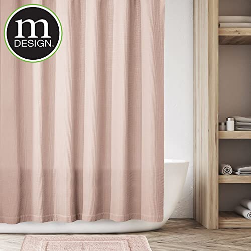 mDesign Cotton Waffle Weave Fabric Shower Curtain for Bathroom