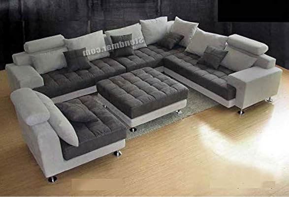5PC Modern Grey Microfiber Big Sectional Sofa Set S150RG