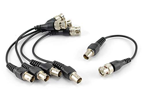 CablesOnline, 5-Pack 6 inch RG174 BNC Male/Female Coax Jumper Cable, (R-BE00-5)