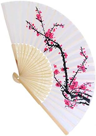 EXCITES Folding Fan,Elegant Embroidered Flower Peacock Pattern Sequin Fabric Folding Handheld Hand Fan for Women Wedding Dancing Party Decoration by TheBigThumb