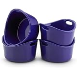 Rachael Ray Stoneware 10-Ounce Ramekins Round Bubble and Brown Singles, Set of 4