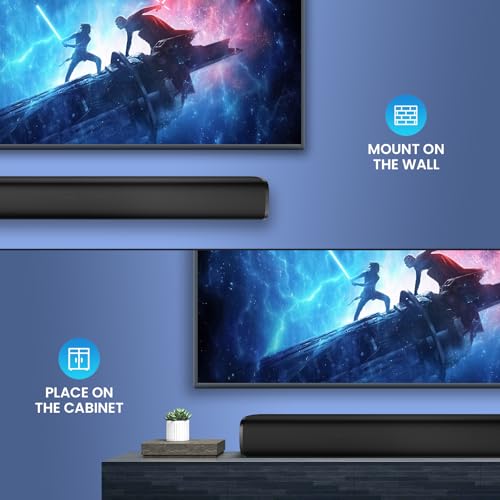 Yinet-EU Soundbar for TV, Bluetooth 5.3 56W Sound Bars ，17 Inch Small TV Speaker with 3 EQ-Modes, ARC/Opt/AUX Connect，Home Theatre Soundbars for PC/Gaming/Projectors