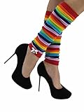 Luxury Divas Vibrant Multicolor Rainbow Striped Leg Warmers