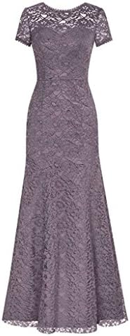 Agneslove Cap Sleeve Lace Prom Dresses Long Evening Party Dress Grey US 22W