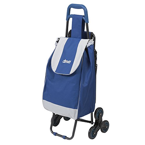 Drive Medical Deluxe Rolling Shopping Cart with Seat, Blue