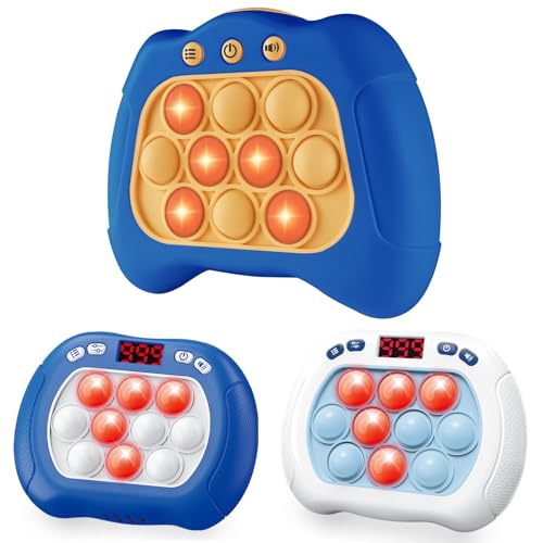 Intoypad 3 Packs of Quick Push Pop Game for Kids, 1 Classic & 2 LED Screen Handheld Bubble Game Light Up Sensory Fidget Game Toy Electric Pop Game Controller Christmas Birthday Gifts Toy for Kids 3-12