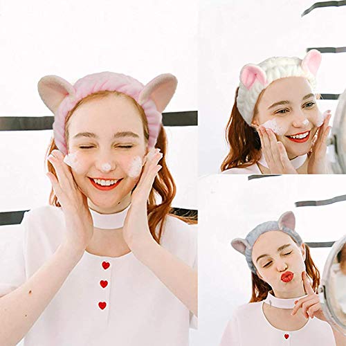 Diadema Con Orejas De Gato Para Spa Y Maquillaje - Lavable, Ajustable - 2 Colores