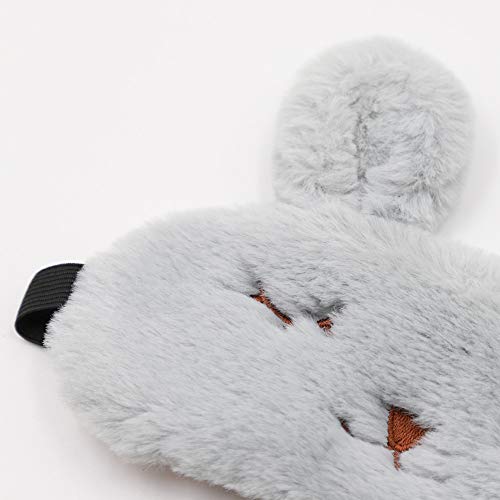 ZTL Cute Animal Eye Mask Soft Plush Sleep Masks for Women Girls Home Sleeping Traveling (Grey Rabbit) - Thumbnail 5