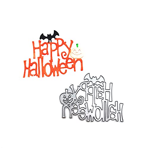 Happy Halloween Words Bite Dies cuttings Metal Scrapbooking Stencils Die for DIY Embossing Photo Album Decorative DIY Paper Cards Making Craft