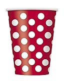 Polka Dot Paper Cups, 12oz, Red, 6 Count
