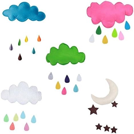 MONOMONO-Nursery Kids Tent Decoration Moon Star Clouds Water Drop Hanging Toy Pillow Gift (white)