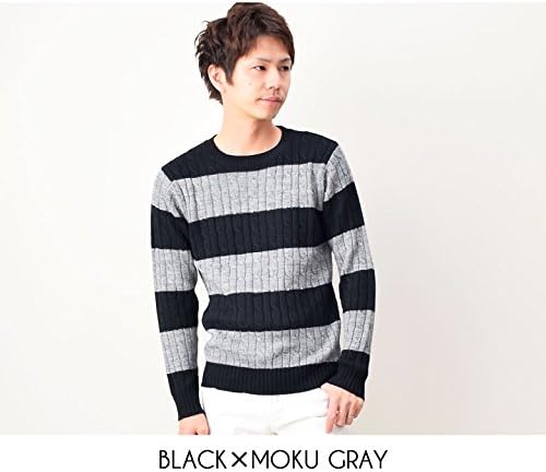 Amazon ニット メンズ クルーネック ウール混ニット ボーダー 秋冬 T018 Y4570 612 5カラーm L Ll Llサイズ ブラック 杢グレー 09 セーター 通販