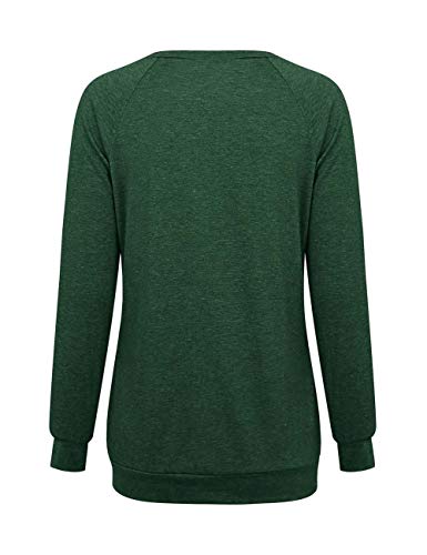 Hisweet Women's Casual Tunic Shirt Long Sleeve Tops Loose Comfy Sweatshirt Green XXL