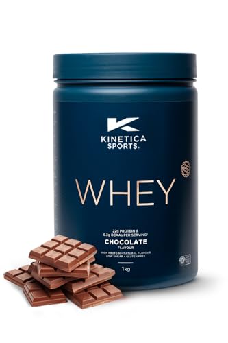 Kinetica Sports Whey Protein Powder - Chocolate, 1 Kg, 33 Servings | 23g Protein, 5.5g BCAA Amino Acid & 4.32g Glutamine | Recovery Shake for Optimum Nutrition | WADA & Informed Sport Approved