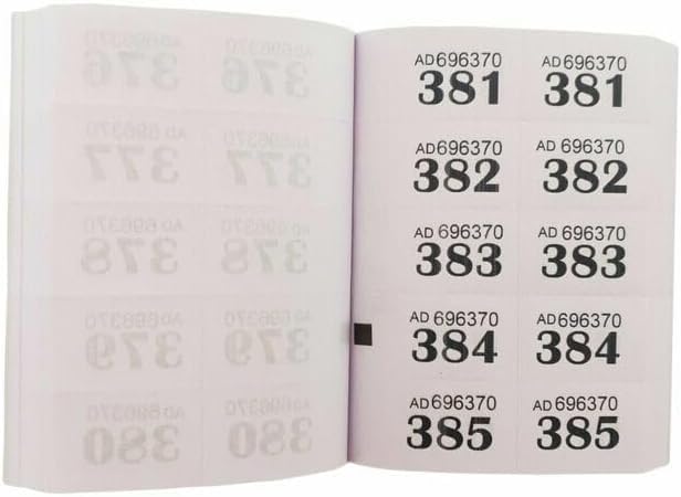 TRTO 1-1000 Raffle Tickets Raffle Books Cloakroom Tombola Draw Numbered Charity Events Prize Draw Lucky Draw Easy To Use and Play (White)