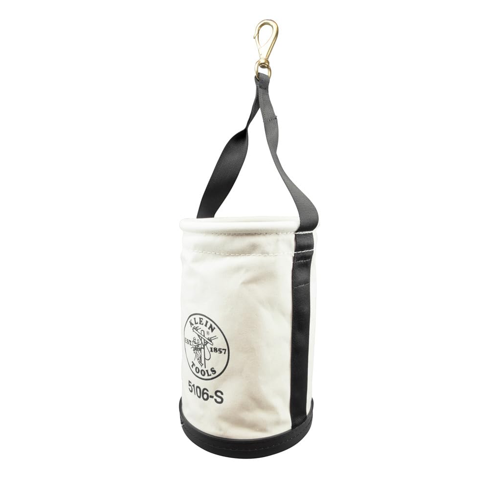 Klein Tools 5106S Straight Wall Bucket with Swivel Snap Hook, No. 6 Canvas