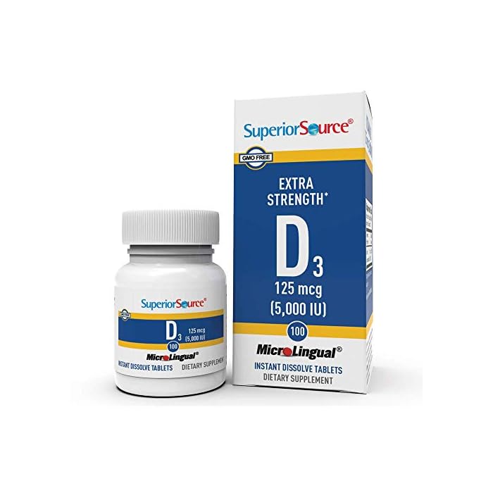 Superior Source Extra Strength Vitamin D3 5,000 IU Tablet, 100 Count (Packaging May Vary)