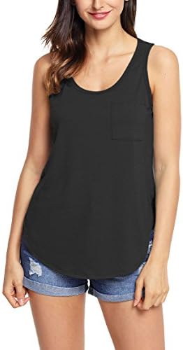 Grace Elbe Women's Loose Fit Side Slits Tank Tops