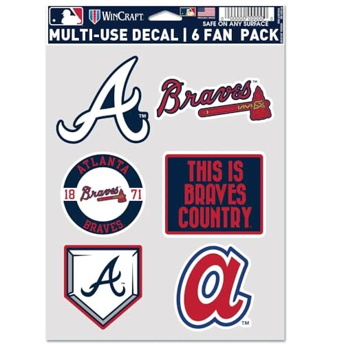 WinCraft Atlanta Braves Multi-Use 6 Fan Pack Decals at Amazon