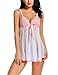 Avidlove Women Bridal Lingerie White Lace Babydoll Splicing Chemise V neck Sleepwear White L