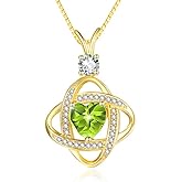 HeartMelody Infinity Necklaces for Women Gold 14K 18K White Gold Plated Dainty Heart Birthstone Pendant, Everyday Necklace Jewelry Anniversary Christmas Birthday Gifts for Wife Mom