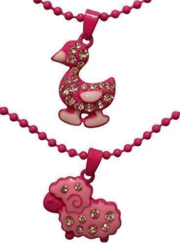 EverKid Costume Jewelry Necklace for Kids, set of 2, Lamb &amp; Duckling Charms