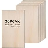 Plywood Board 20PCS 12 x8 x 1/12 inch Basswood Sheets Thin Wood Sheets Perfect for Arts Crafts School Projects and DIY Projec