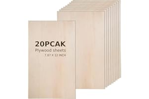 Plywood Board 20PCS 12 x8 x 1/12 inch Basswood Sheets Thin Wood Sheets Perfect for Arts Crafts School Projects and DIY Projec