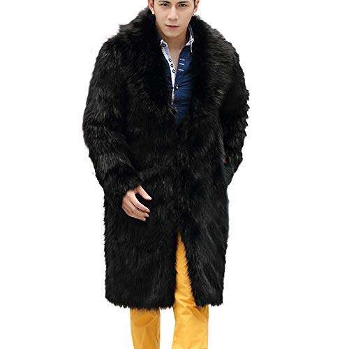 Hot Sale! minRan Men's Fashion Luxury Faux Fur Coat Jacket Winter Warm Tops Long Coats Overwear Outwear