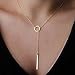 Unicra Simple Ring Necklace Silver Y-Necklace Chain Bar Pendant Necklaces Jewelry for Women and Girls (A-Simple)