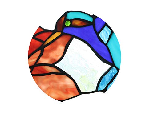 Yolic 18 inches Hummingbird Tiffany Style Stained Glass Window Panel with Hanging Chain
