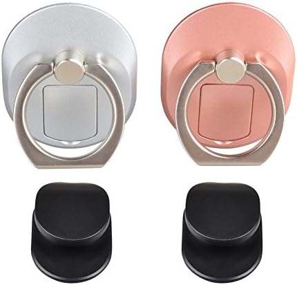Cammyllc 4 in 1 Finger Grip Desk Stand Ring Holder Car Mount, Can Storage SIM or TF Card with Phone Eject Pin Campatible With All Cellphone, for iPhone Samsung etc.. (Silver&amp;Rosegolden)