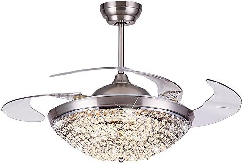 Siminda Modern Crystal Remote Control Metal Ceiling Fan Lamp 42-inch Lighting Fan Chandelier Led Lights Fixture
